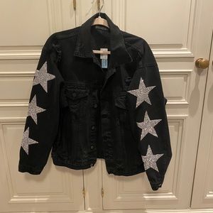 Carmar: Black Jean Jacket w/ Silver Stars